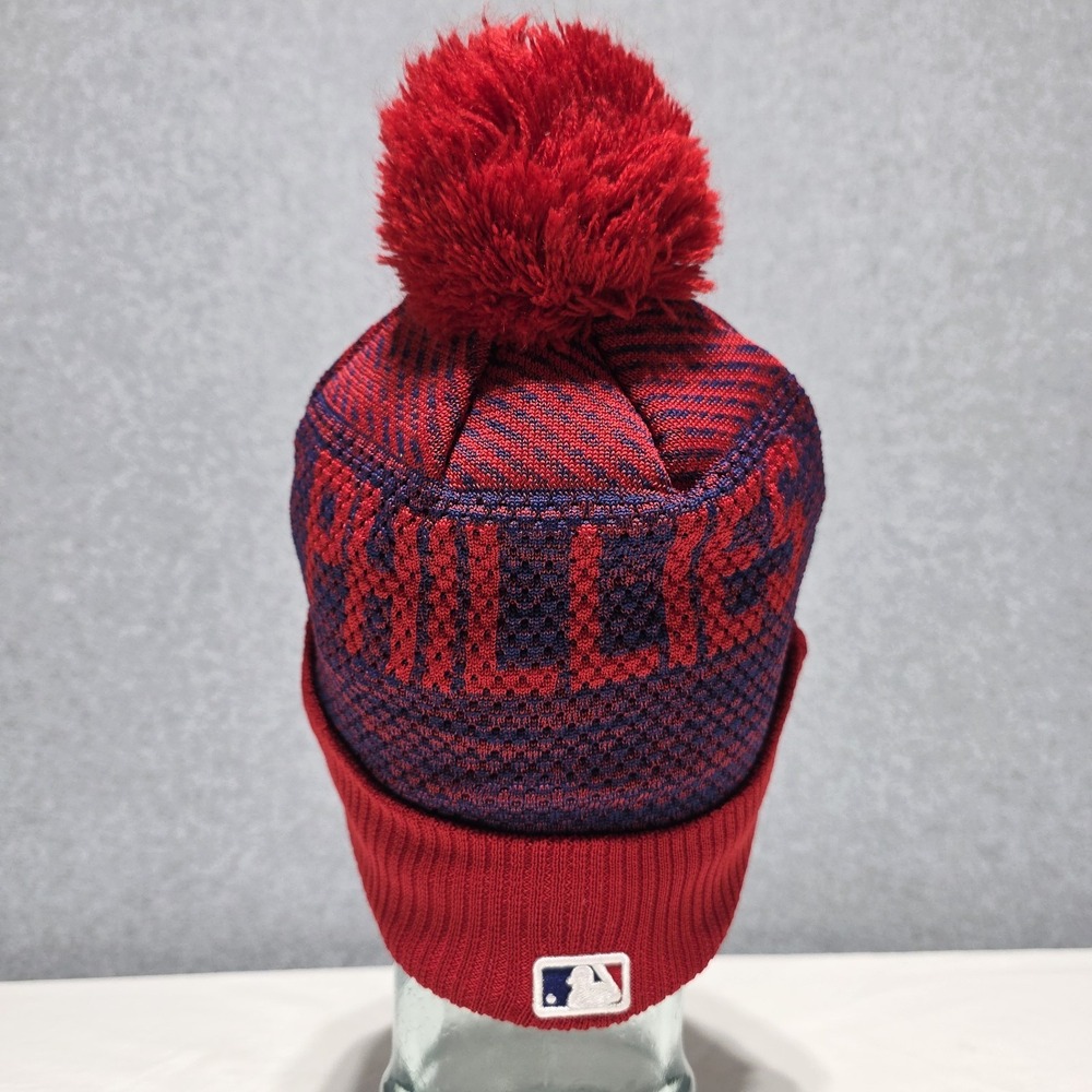 New Era Philadelphia Phillies MLB On-Field Knit Pom Beanie Hat Red/Blue OS - Picture 6 of 11